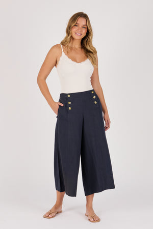 Ellis and Dewey Button Detail Pant - Blue