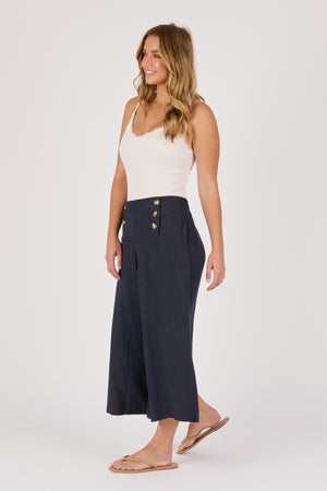 Ellis and Dewey Button Detail Pant - Blue