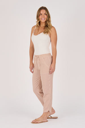 Ellis and Dewey Beach Pant - Mocha Stripe