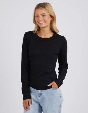 Foxwood Scoop Long Sleeve Rib - Black