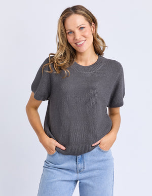 Foxwood Blair Short Sleeve Knit - Charcoal