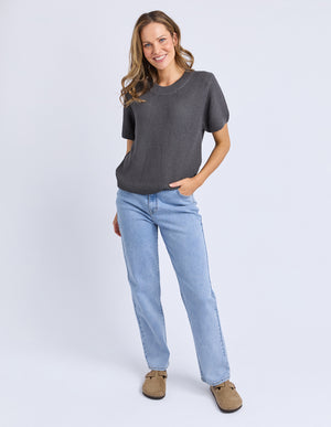 Foxwood Blair Short Sleeve Knit - Charcoal
