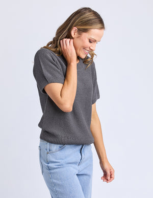 Foxwood Blair Short Sleeve Knit - Charcoal