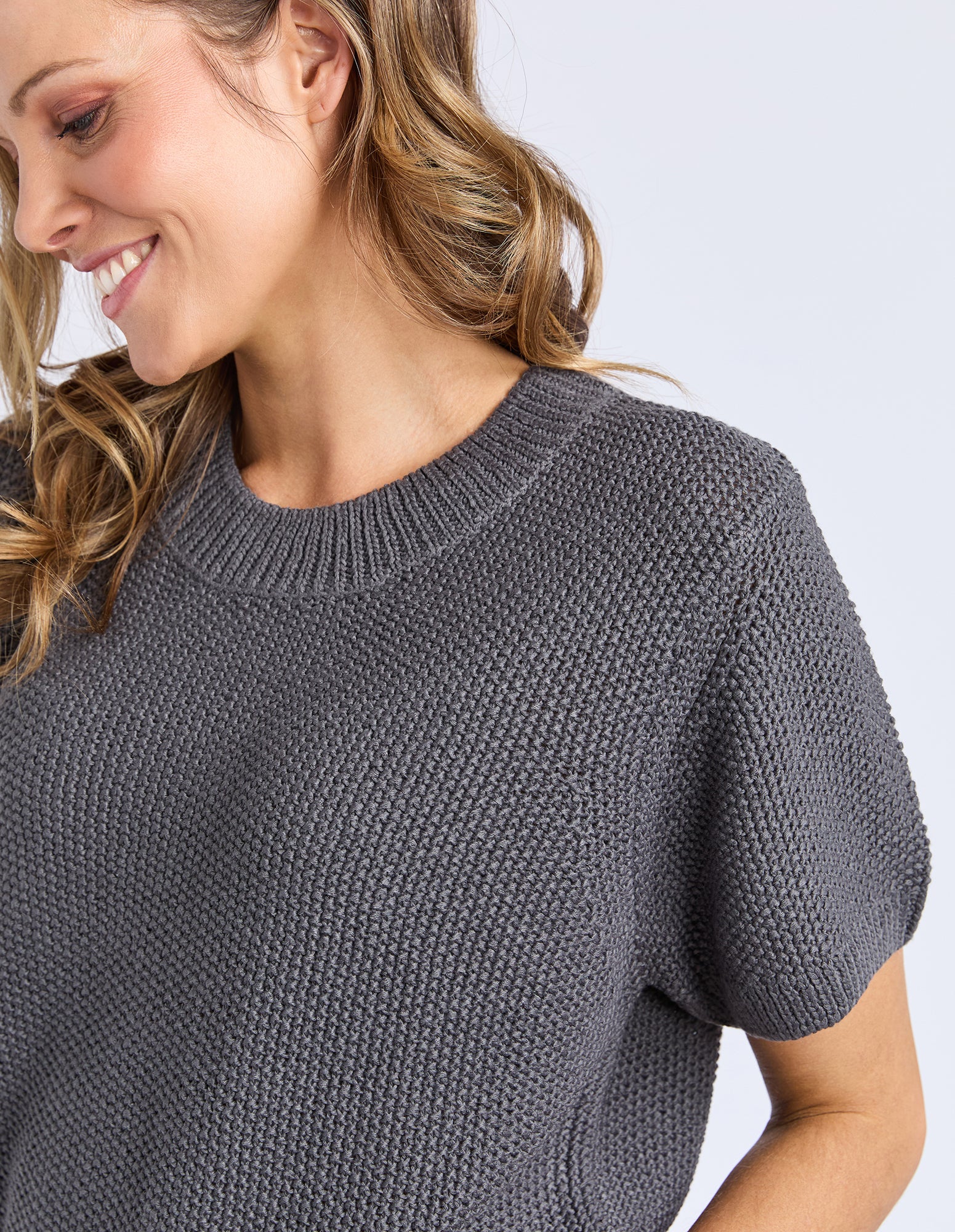 Foxwood Blair Short Sleeve Knit - Charcoal