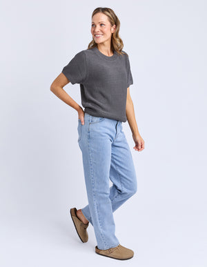 Foxwood Blair Short Sleeve Knit - Charcoal