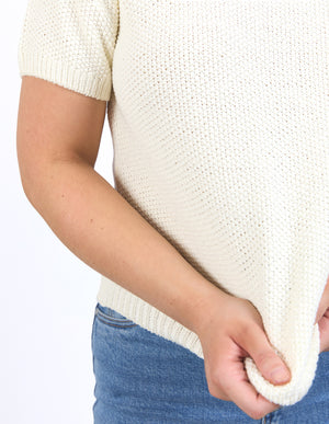 Foxwood Blair Short Sleeve Knit - Vintage White