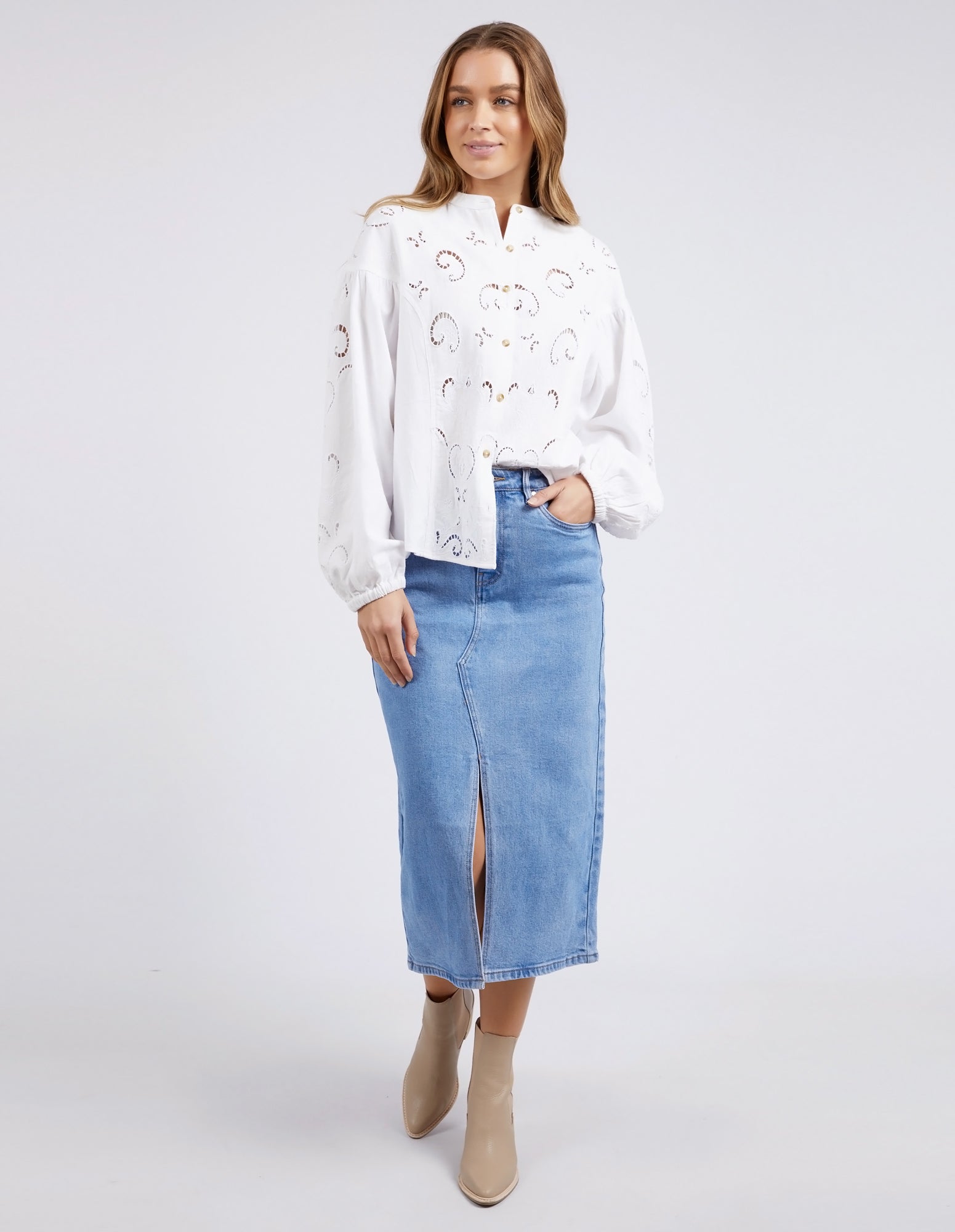 Foxwood Marlow Blouse - Egret