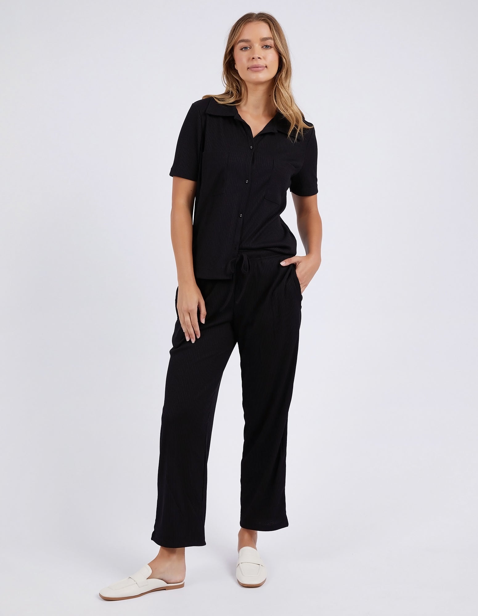 Foxwood Neve Rib Pant - Black