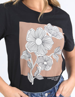 Foxwood Flower Block Tee - Black