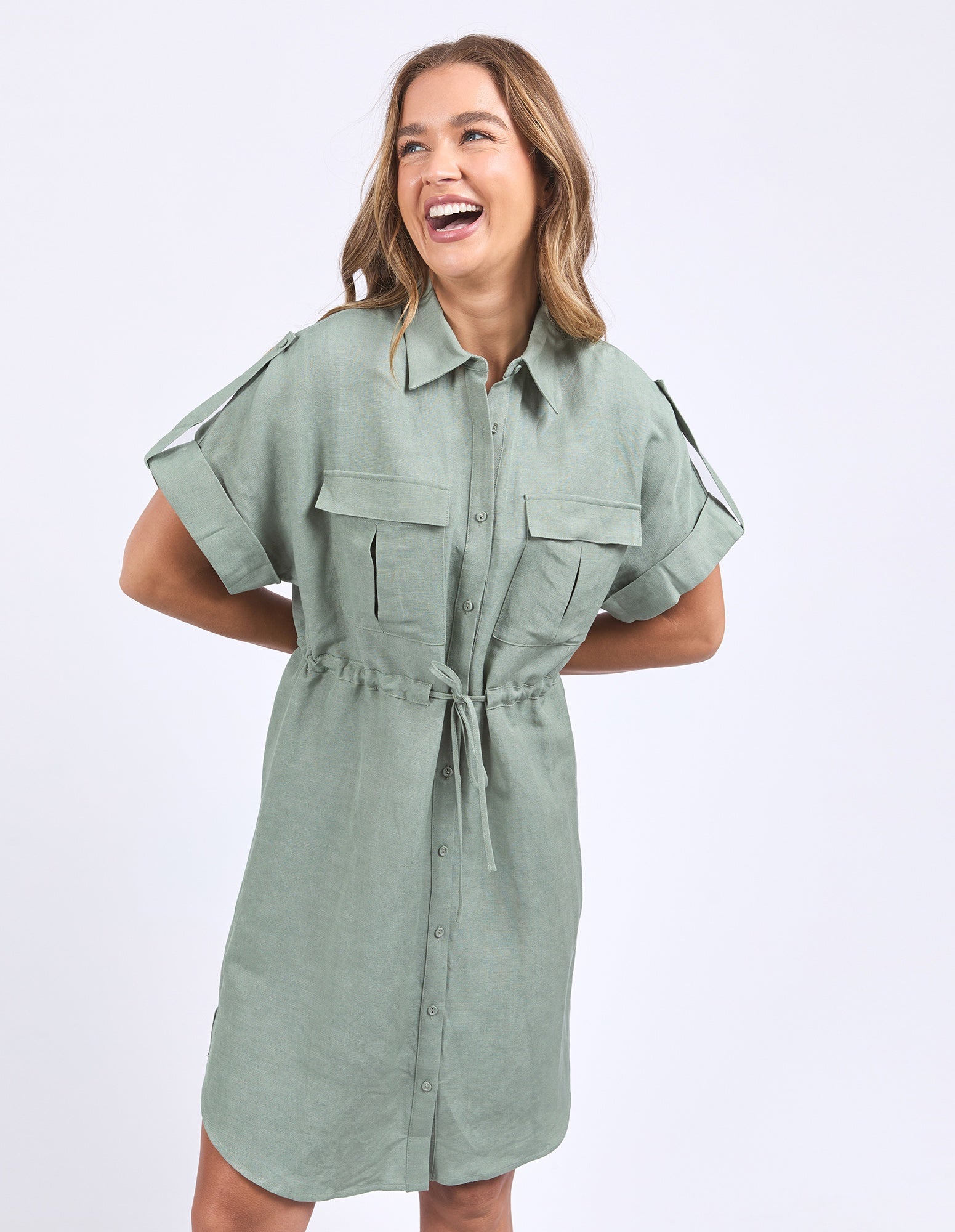 Foxwood Willow Shirt Dress - Iceberg Green