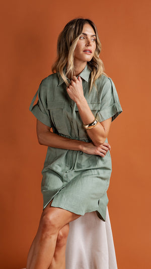 Foxwood Willow Shirt Dress - Iceberg Green