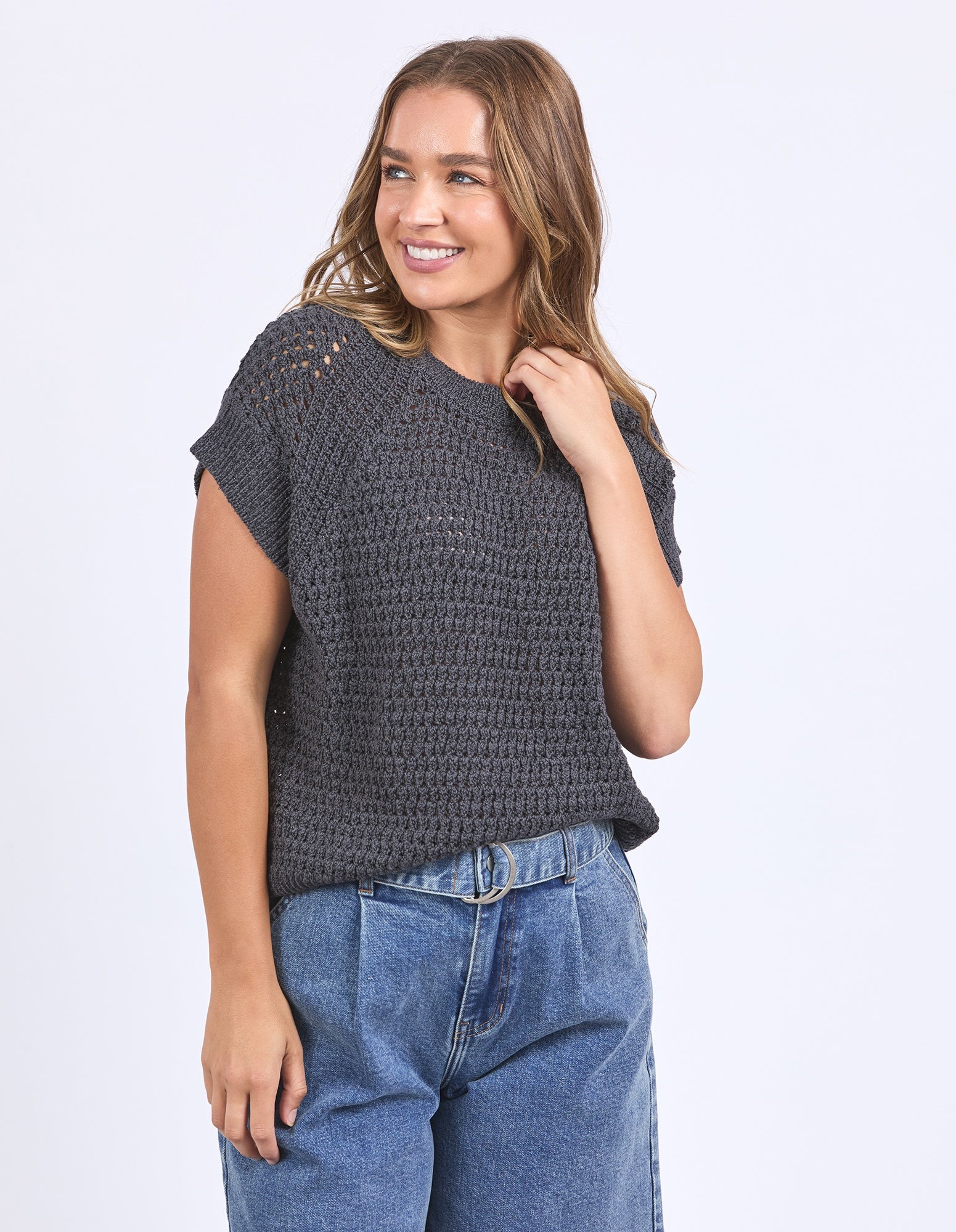 Foxwood Isla Knit Vest - Charcoal