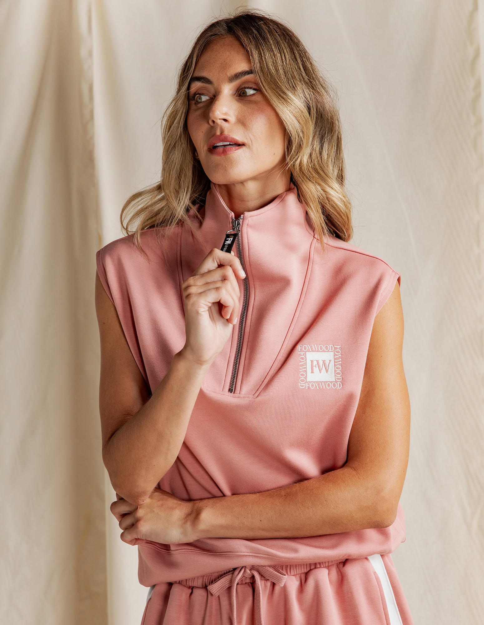 Foxwood Layla Zip Vest - Dusty Rose