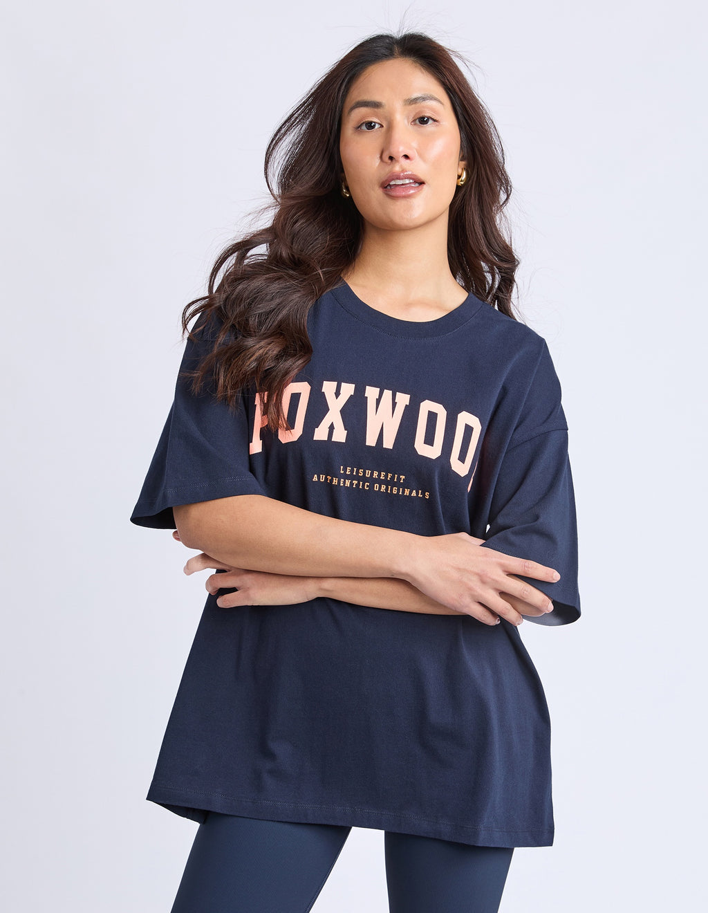 Foxwood Interval Tee - Navy/Peach