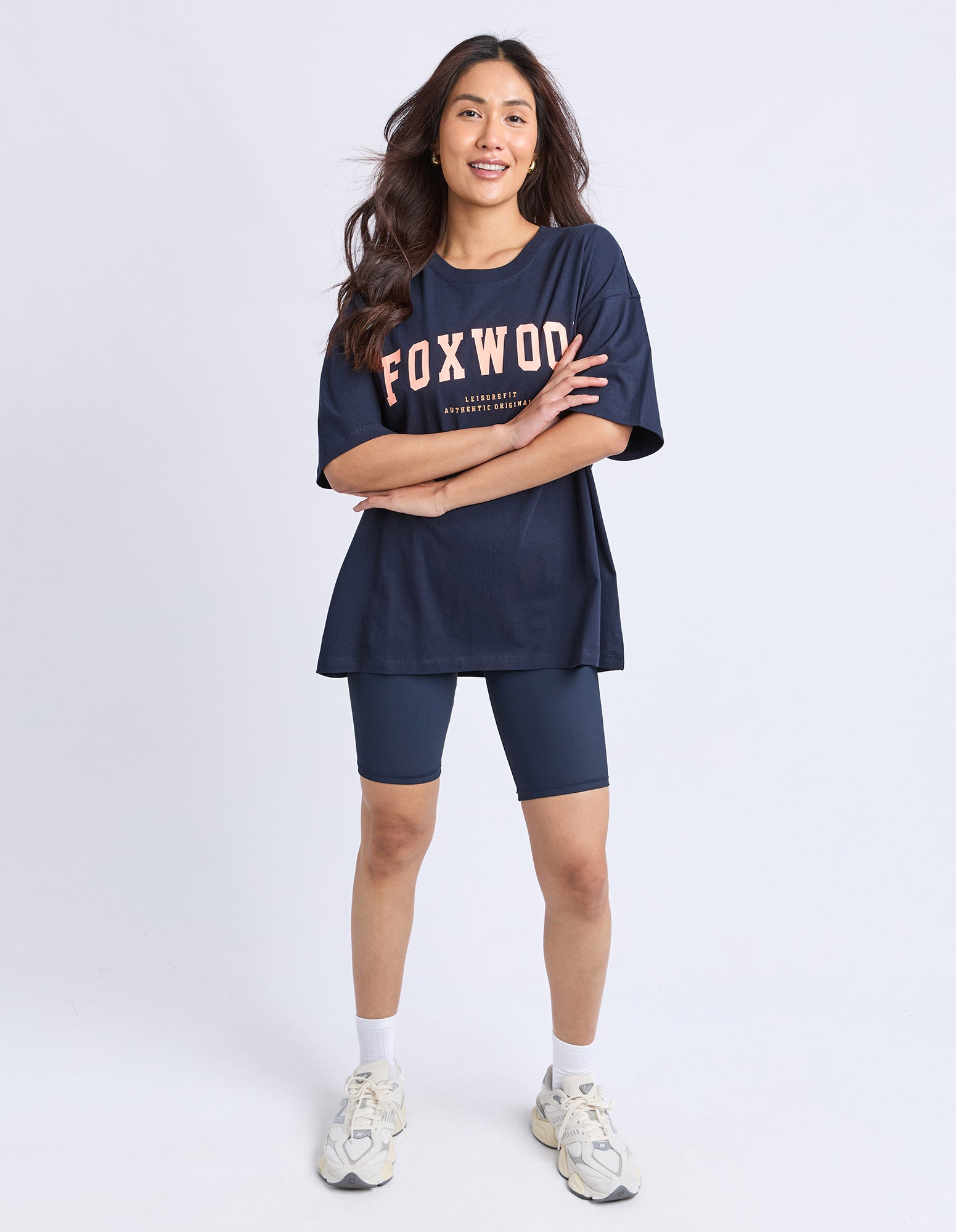 Foxwood Interval Tee - Navy/Peach