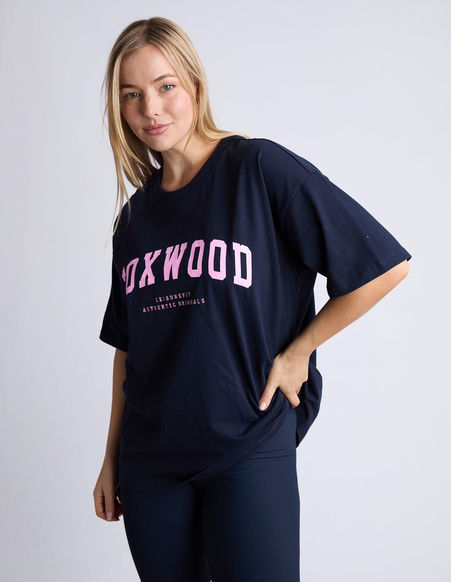 Foxwood Interval Tee - Navy/Neon Pink