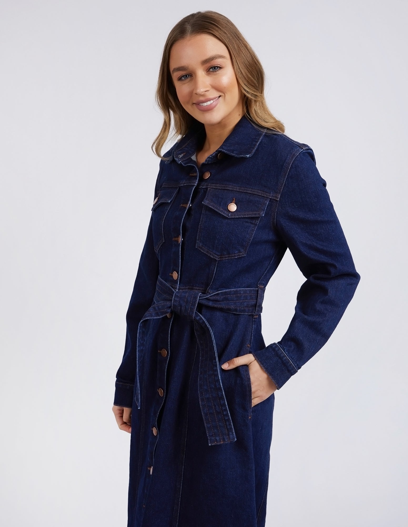 Foxwood  Genevieve Denim Dress - Dark Blue