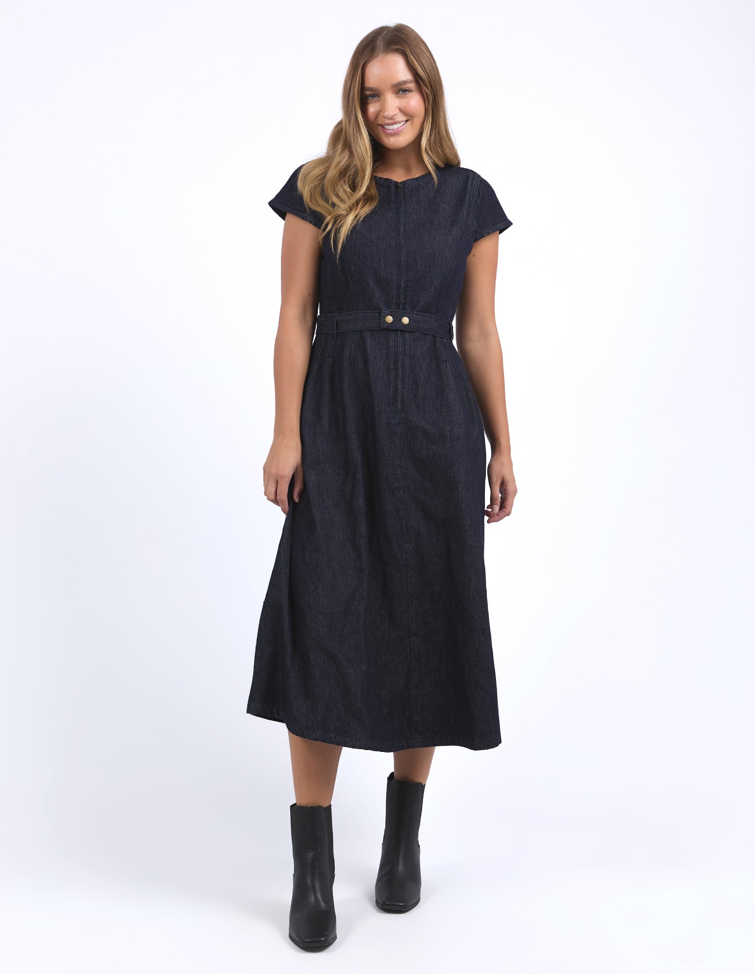 Foxwood Sander Denim Dress - Dark Blue