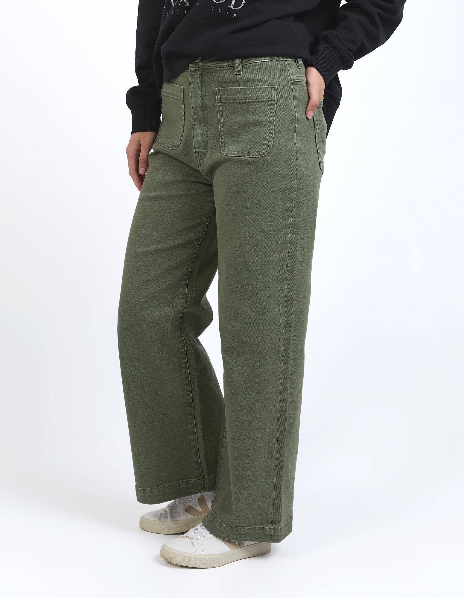 Foxwood Sarah Wide Leg Jean - Washed Green
