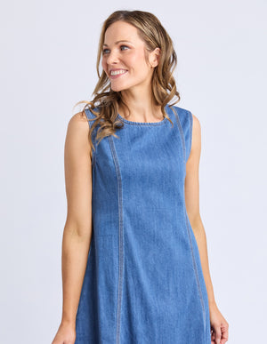 Foxwood Solene Denim Dress - Mid Blue