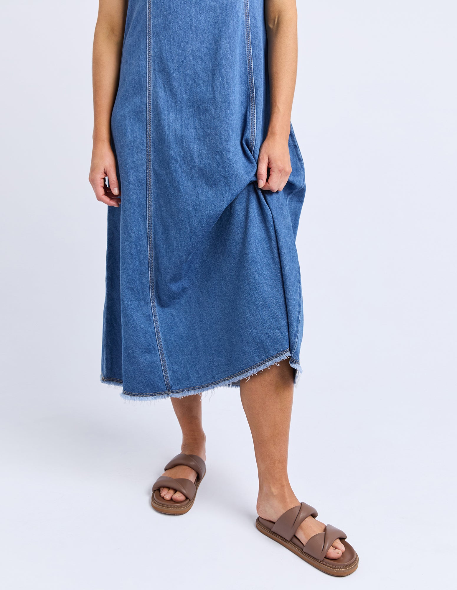Foxwood Solene Denim Dress - Mid Blue