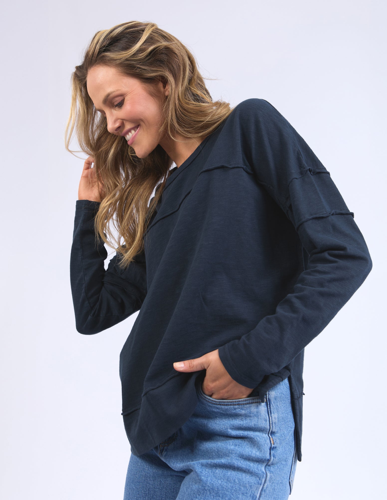 Foxwood Jayne Throw On Top - Navy