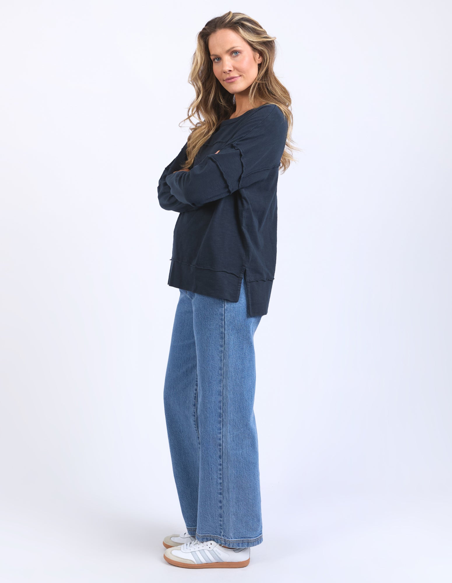 Foxwood Jayne Throw On Top - Navy