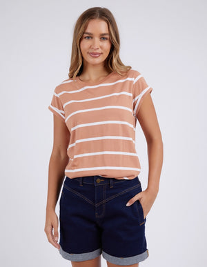 Foxwood Manly Tee - Clay/White Stripe