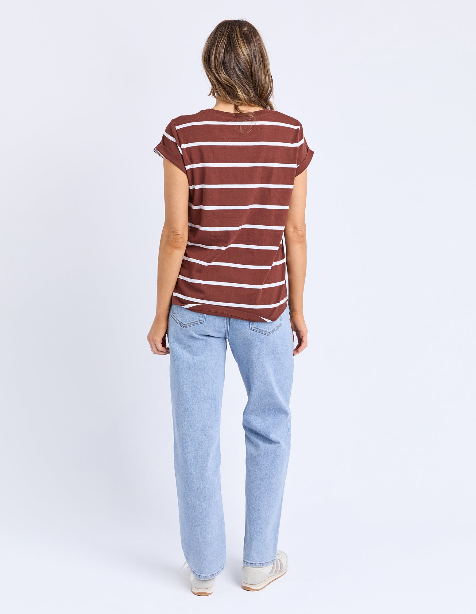 Foxwood Manly Tee - Chocolate/White Stripe