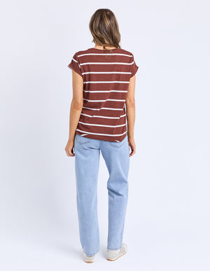 Foxwood Manly Tee - Chocolate/White Stripe