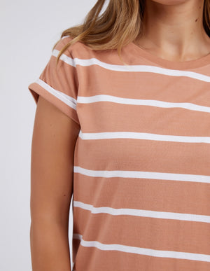 Foxwood Manly Tee - Clay/White Stripe