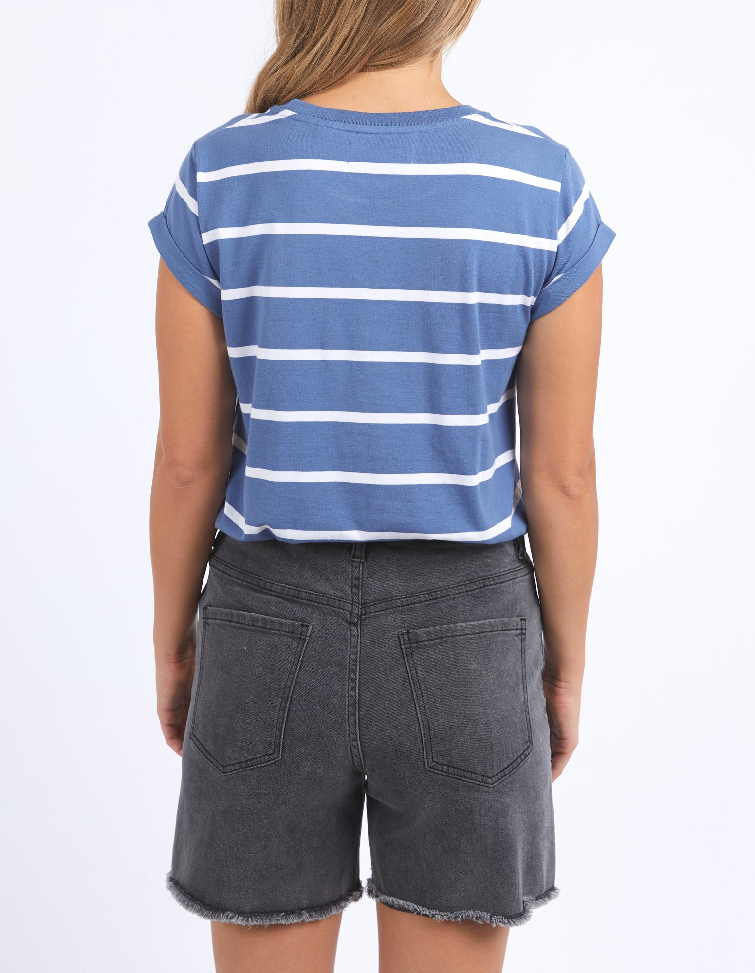 Foxwood Manly Tee - Blue Horizon/White Stripe