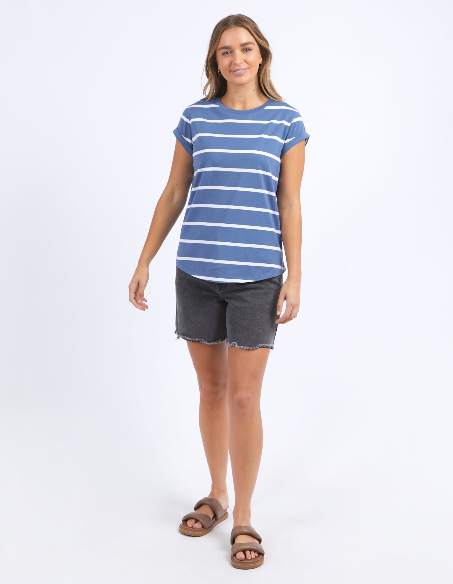 Foxwood Manly Tee - Blue Horizon/White Stripe