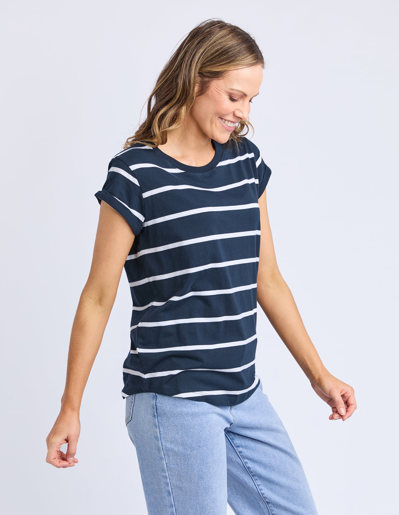 Foxwood Manly Stripe Tee - Navy/White