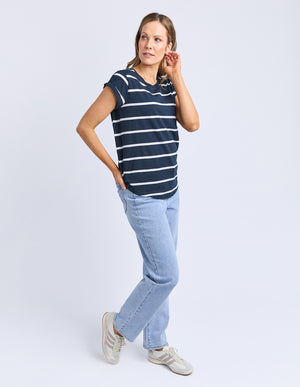 Foxwood Manly Stripe Tee - Navy/White
