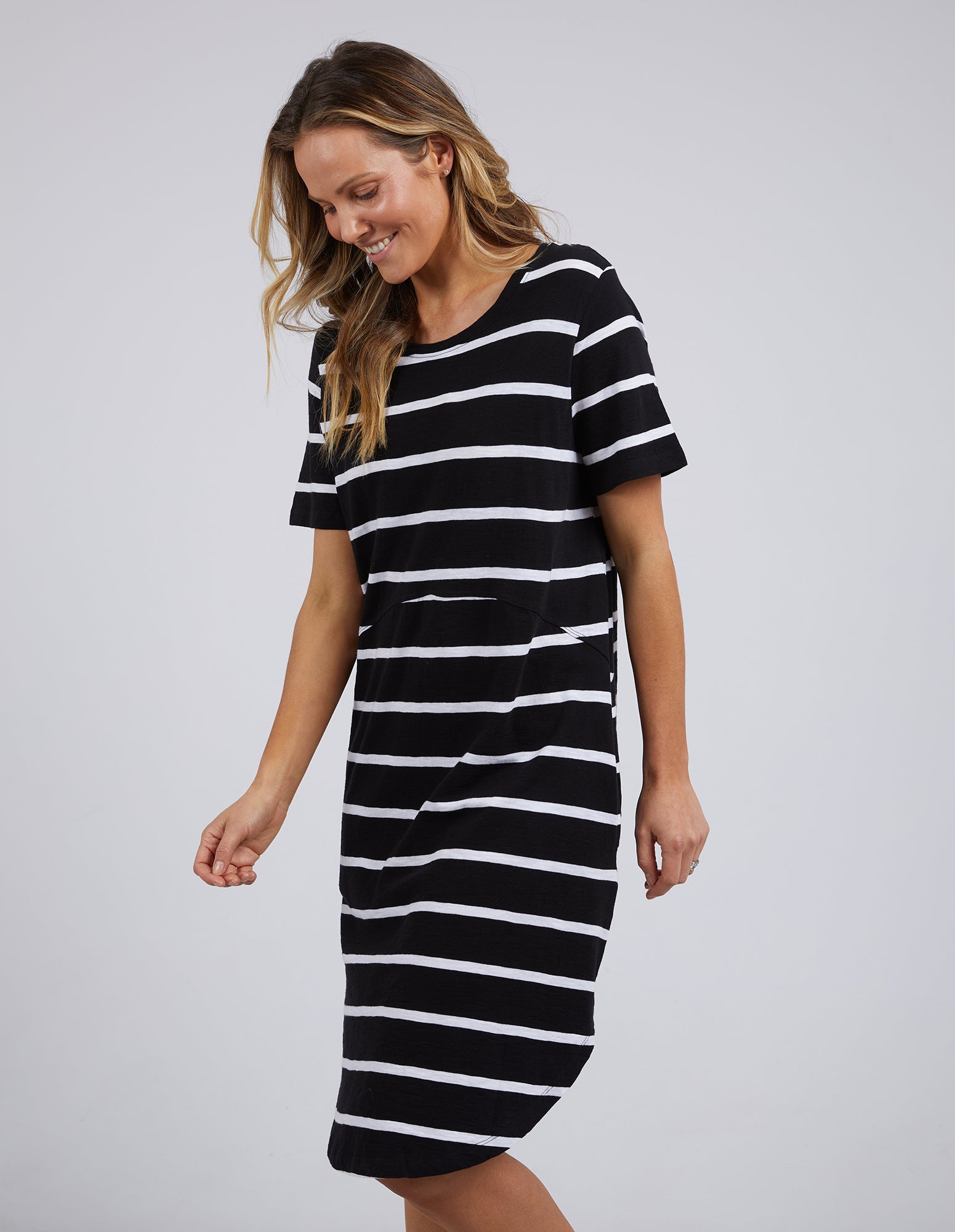 Foxwood Bay Stripe Dress - Black/White Stripe