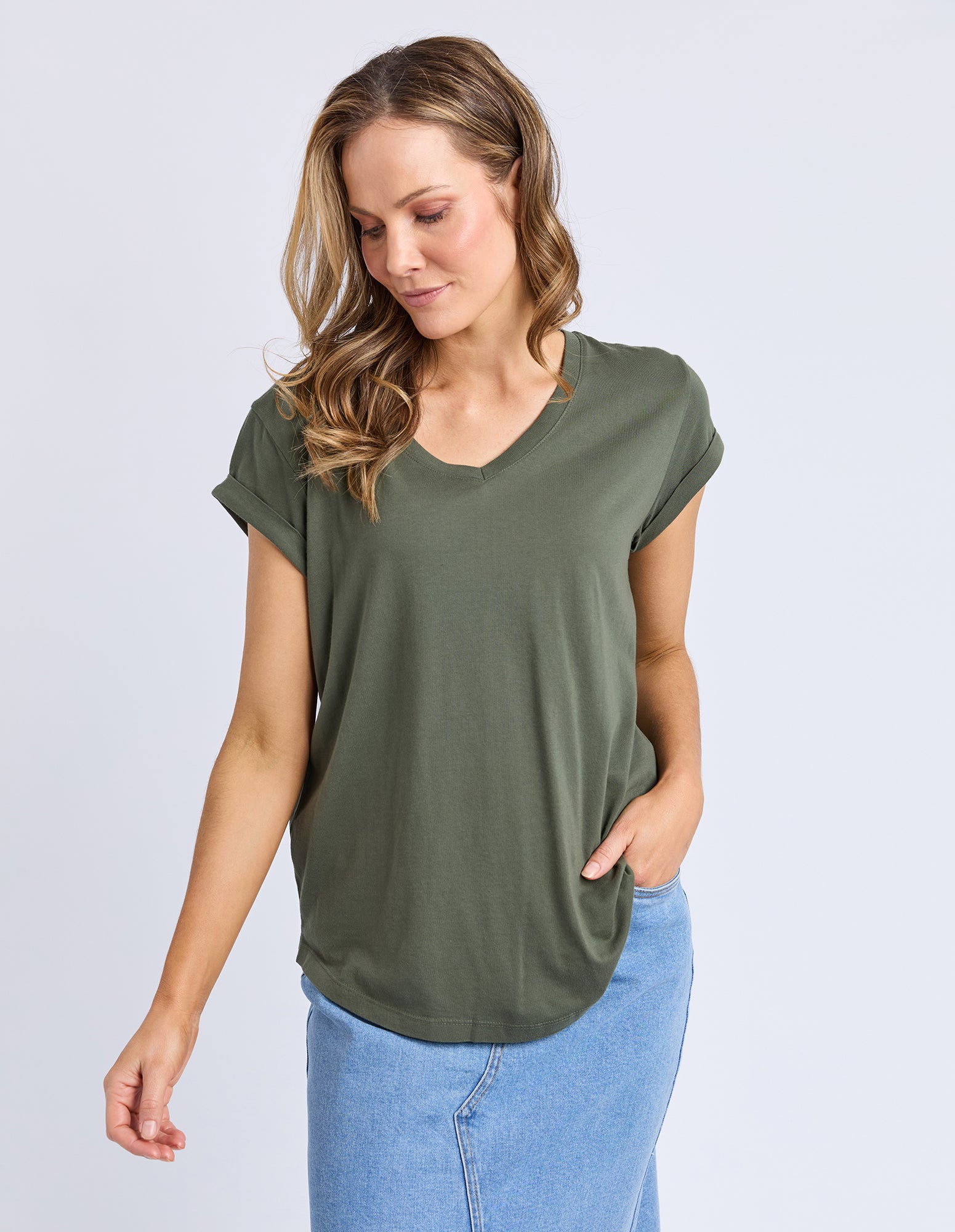 Foxwood Manly Vee Tee - Khaki