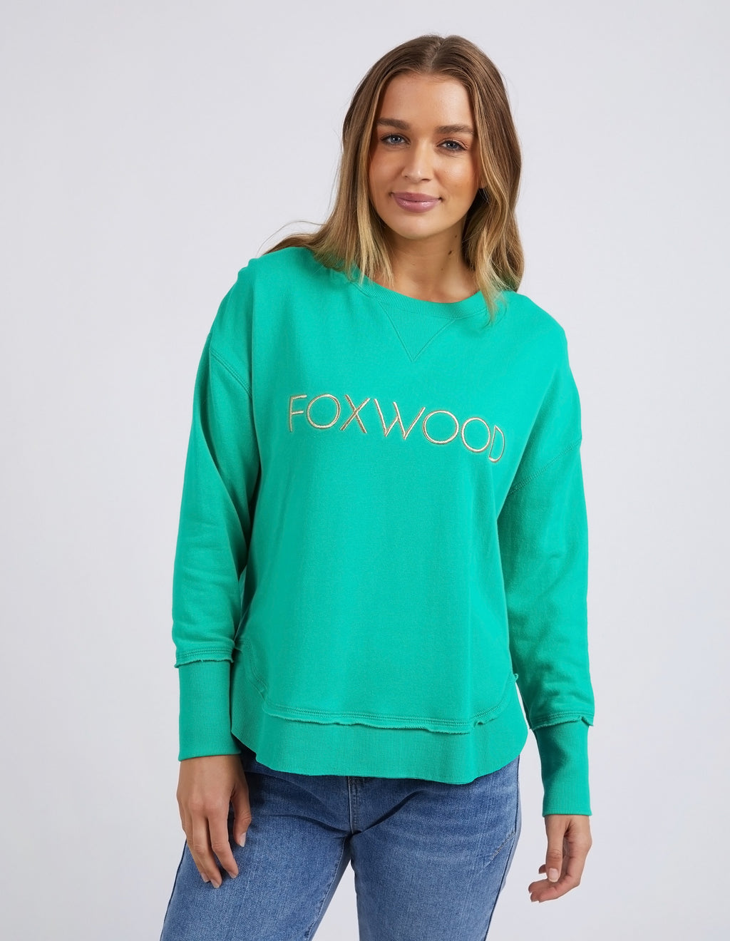 Foxwood Simplified Metallic Crew - Bright Green