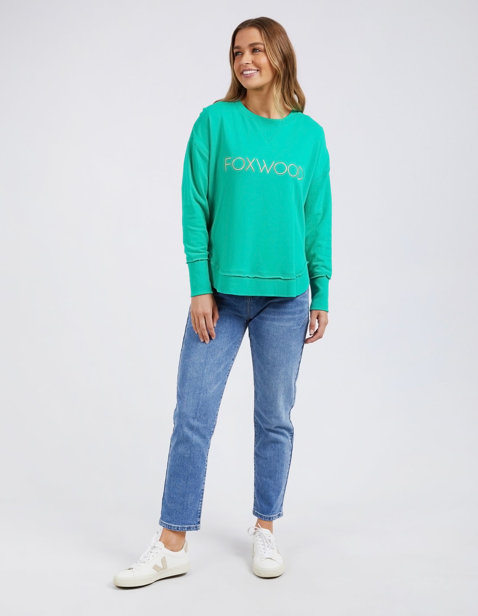 Foxwood Simplified Metallic Crew - Bright Green