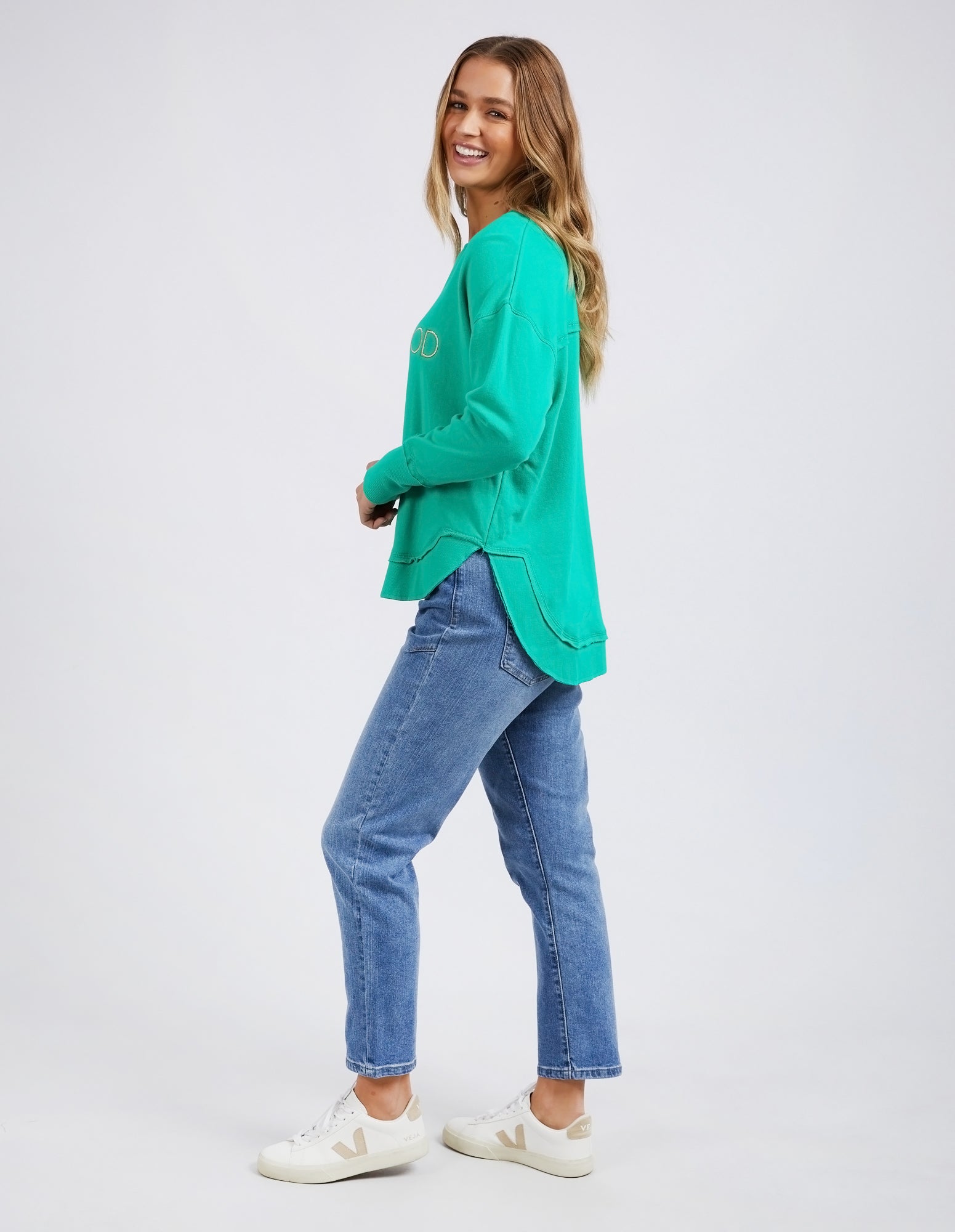 Foxwood Simplified Metallic Crew - Bright Green