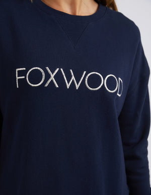 Foxwood Simplified Metallic Crew - Navy