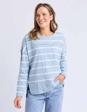 Foxwood Jayne Stripe Throw On Top - Sky/White