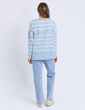 Foxwood Jayne Stripe Throw On Top - Sky/White