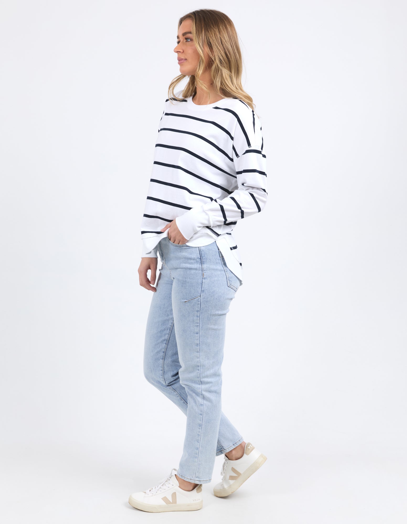 Foxwood Farrah LS Tee - Navy Stripe