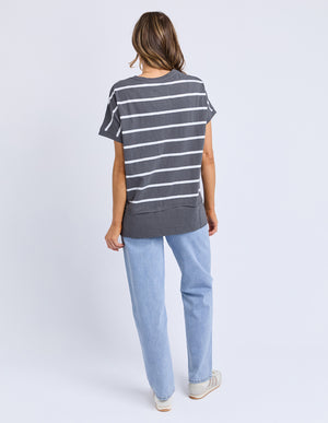 Foxwood Allison Stripe Tee - Charcoal/White