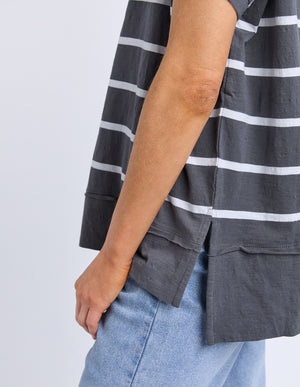 Foxwood Allison Stripe Tee - Charcoal/White