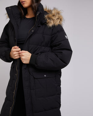 All About Eve Active Fur Longline Puffer - Black