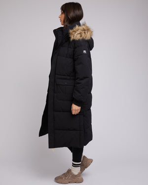 All About Eve Active Fur Longline Puffer - Black