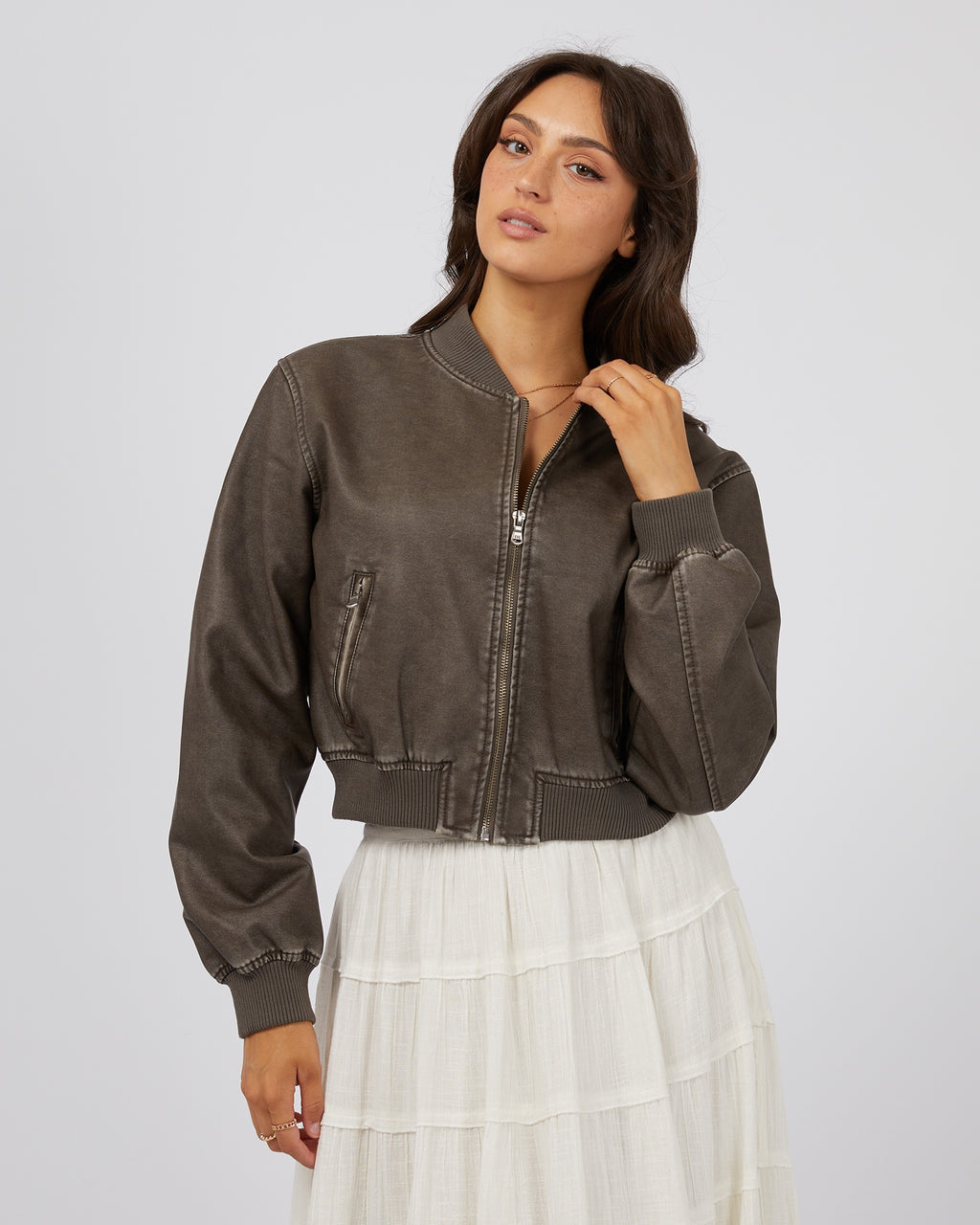 All About Eve Knox Bomber Jacket - Charcoal