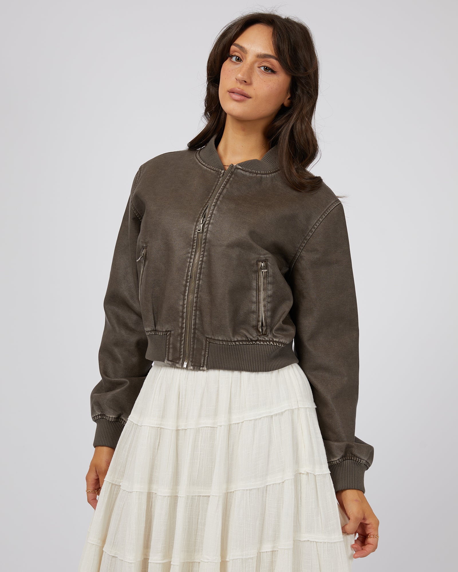 All About Eve Knox Bomber Jacket - Charcoal